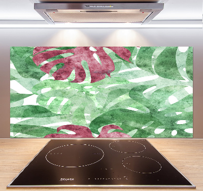 Skleněný panel do kuchynské linky Monstera