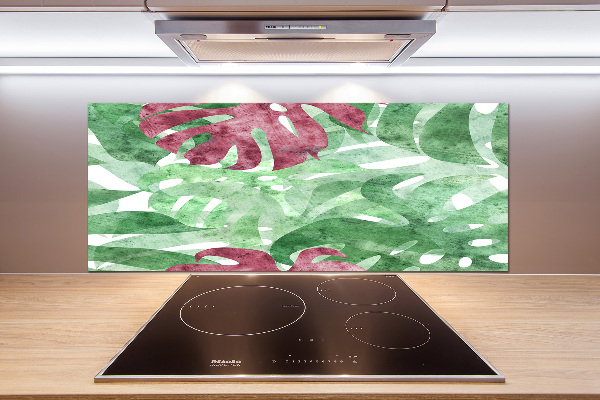 Skleněný panel do kuchynské linky Monstera