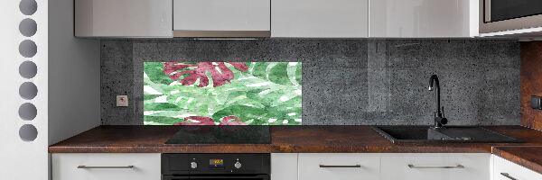 Skleněný panel do kuchynské linky Monstera