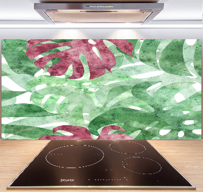 Skleněný panel do kuchynské linky Monstera