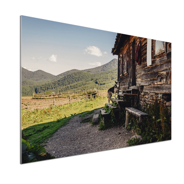 Panel do kuchyně Dřevěný dům hory