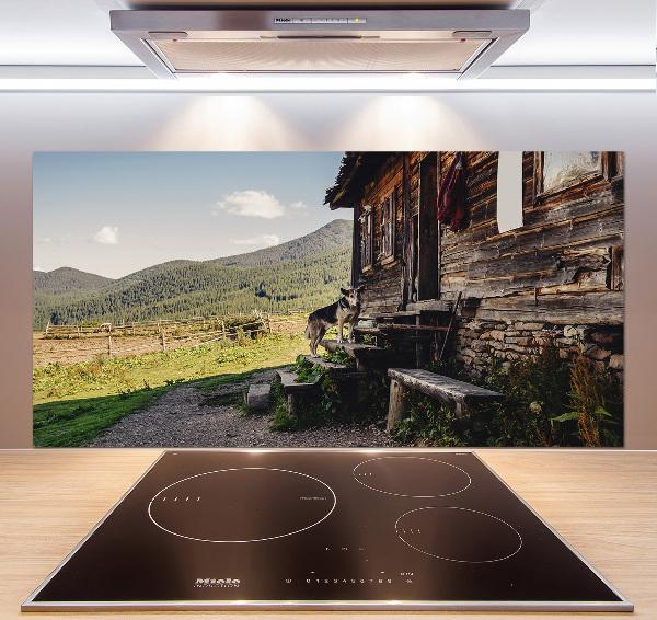 Panel do kuchyně Dřevěný dům hory