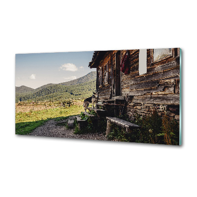 Panel do kuchyně Dřevěný dům hory