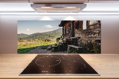 Panel do kuchyně Dřevěný dům hory