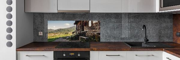 Panel do kuchyně Dřevěný dům hory
