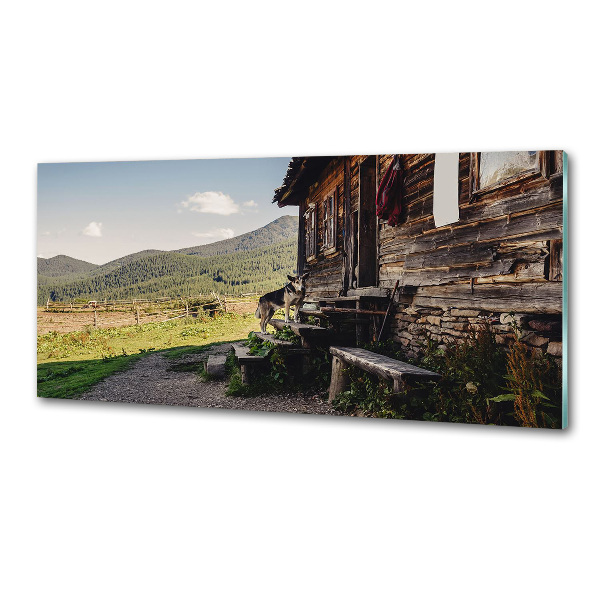 Panel do kuchyně Dřevěný dům hory