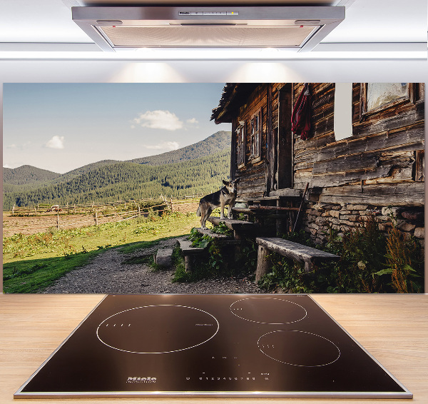 Panel do kuchyně Dřevěný dům hory