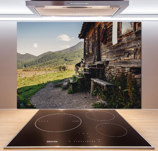 Panel do kuchyně Dřevěný dům hory