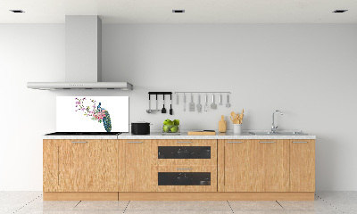 Dekorační panel sklo Páv a květiny