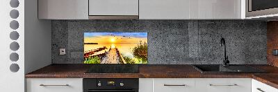 Dekorační panel sklo Loď a molo