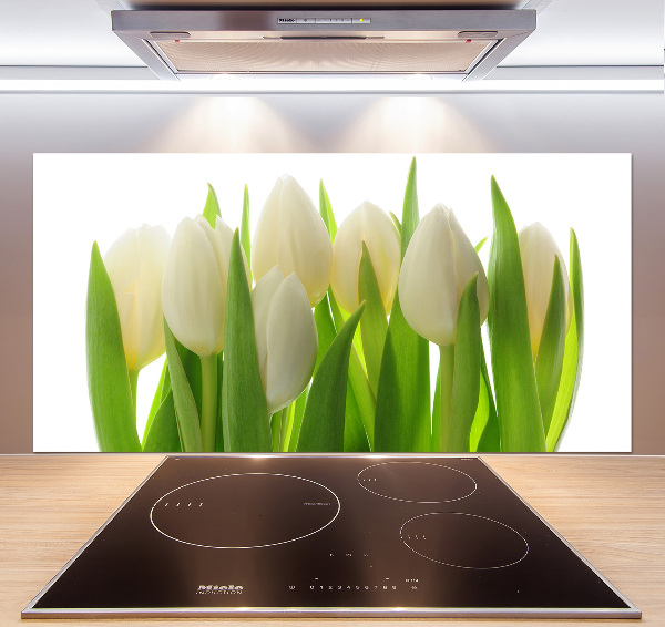 Skleněný panel do kuchynské linky Tulipány