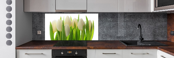 Skleněný panel do kuchynské linky Tulipány
