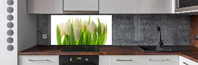 Skleněný panel do kuchynské linky Tulipány