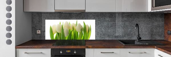 Skleněný panel do kuchynské linky Tulipány