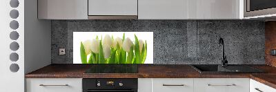 Skleněný panel do kuchynské linky Tulipány