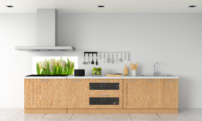 Skleněný panel do kuchynské linky Tulipány