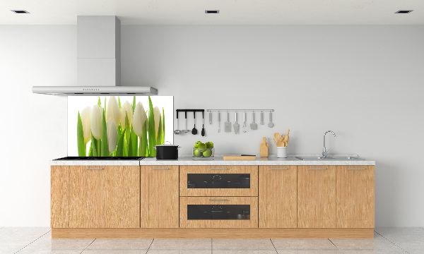 Skleněný panel do kuchynské linky Tulipány