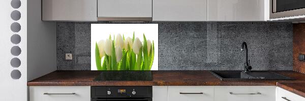 Skleněný panel do kuchynské linky Tulipány