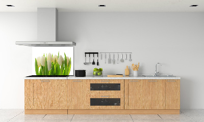 Skleněný panel do kuchynské linky Tulipány