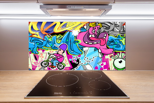 Skleněný panel do kuchynské linky Graffiti