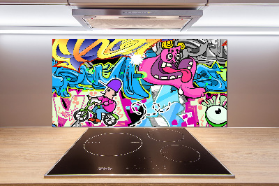 Skleněný panel do kuchynské linky Graffiti