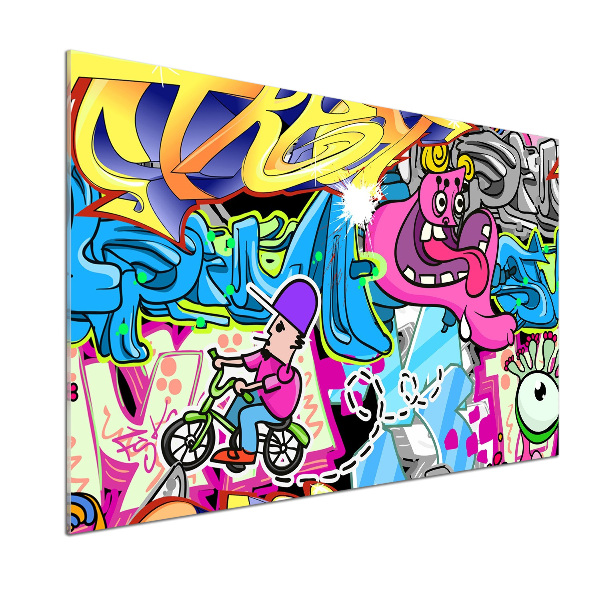 Skleněný panel do kuchynské linky Graffiti