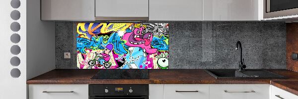 Skleněný panel do kuchynské linky Graffiti