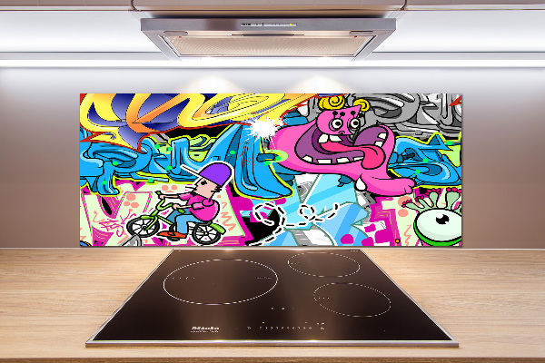 Skleněný panel do kuchynské linky Graffiti