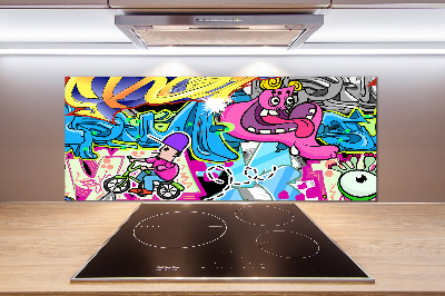 Skleněný panel do kuchynské linky Graffiti