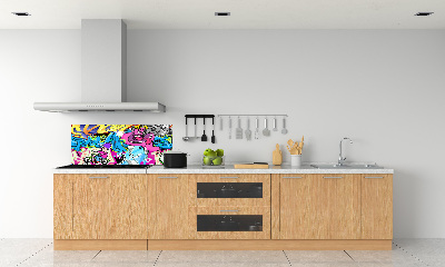 Skleněný panel do kuchynské linky Graffiti