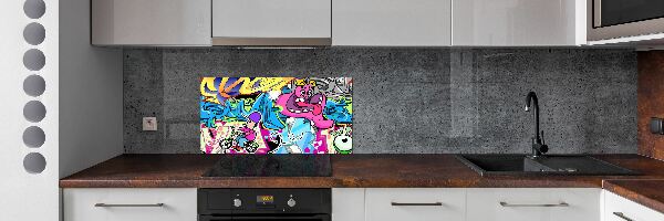 Skleněný panel do kuchynské linky Graffiti
