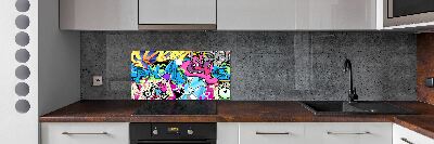 Skleněný panel do kuchynské linky Graffiti