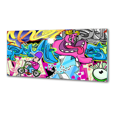 Skleněný panel do kuchynské linky Graffiti