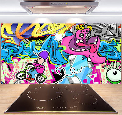 Skleněný panel do kuchynské linky Graffiti