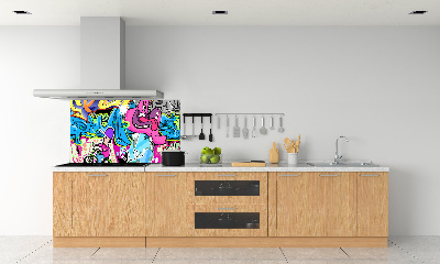 Skleněný panel do kuchynské linky Graffiti