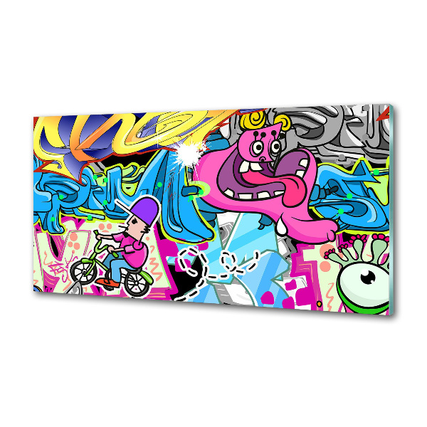 Skleněný panel do kuchynské linky Graffiti