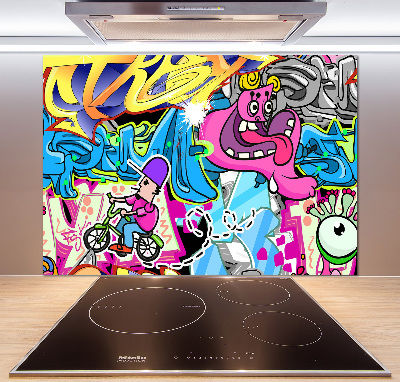 Skleněný panel do kuchynské linky Graffiti