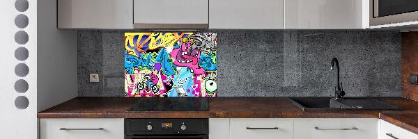 Skleněný panel do kuchynské linky Graffiti