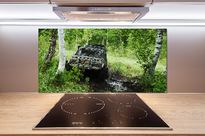 Dekorační panel sklo Jeep v lese