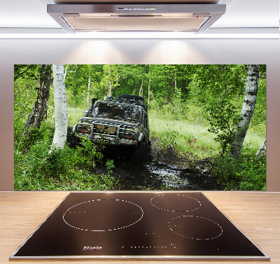 Dekorační panel sklo Jeep v lese