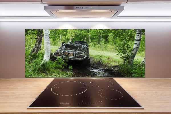 Dekorační panel sklo Jeep v lese