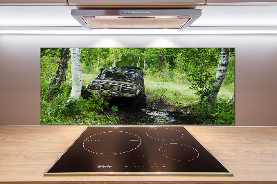 Dekorační panel sklo Jeep v lese
