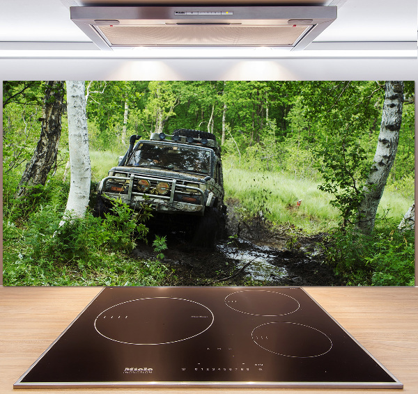 Dekorační panel sklo Jeep v lese