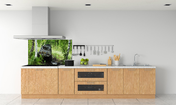 Dekorační panel sklo Jeep v lese