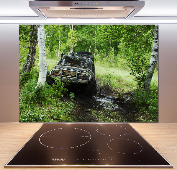 Dekorační panel sklo Jeep v lese