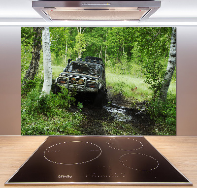 Dekorační panel sklo Jeep v lese