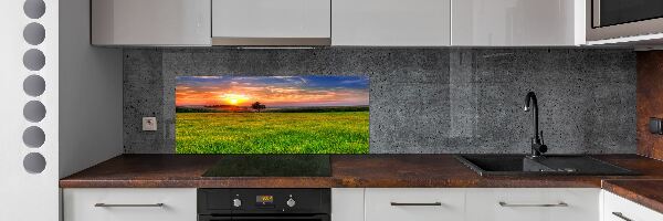 Panel do kuchyně Západ slunce louka
