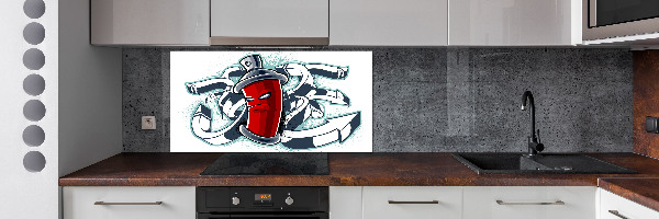 Skleněný panel do kuchynské linky Graffiti