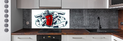 Skleněný panel do kuchynské linky Graffiti