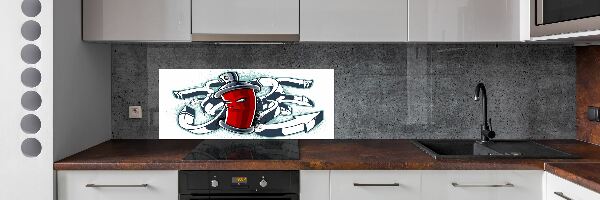 Skleněný panel do kuchynské linky Graffiti